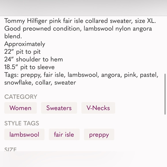 Tommy Hilfiger pink fair isle collared sweater - Picture 8 of 8